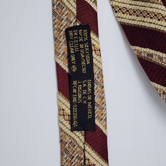 Fairfax for J Riggins Necktie Stripe Geometric Rust Beige  4" W 56.5" L Silk VTG - Picture 6 of 6